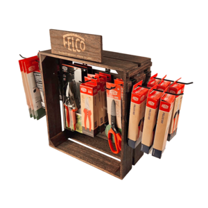 Felco Display Trälåda med 7 krokar